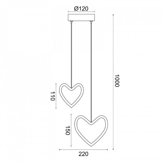 ΚΡΕΜΑΣΤΟ Φ/Σ LED 14W 3000K 900LM INNAMORATO ΡΟΖ ΜΕΤ/ΚΟ 24X14X100CM 