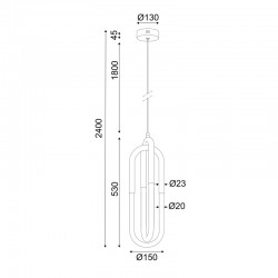 ^ΚΡΕΜΑΣΤΟ Φ/Σ LED 16W 3000K 1120LM VENUS ΟΡΕΙΧΑΛΚΟ ΜΕΤ/ΚΟ 15X15XH230CM