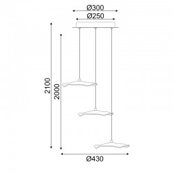 ΚΡΕΜΑΣΤΟ Φ/Σ LED 15W 3000K 1050LM NINFEA ΟΡΕΙΧΑΛΚΟ ΜΕΤ/ΚΟ IP20 D43XH210CM