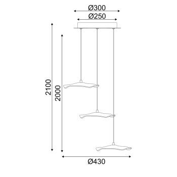ΚΡΕΜΑΣΤΟ Φ/Σ LED 15W 3000K 1050LM NINFEA ΟΡΕΙΧΑΛΚΟ ΜΕΤ/ΚΟ IP20 D43XH210CM ΚΡΕΜΑΣΤΟ Φ/Σ LED 15W 3000K 1050LM NINFEA ΟΡΕΙΧΑΛΚΟ ΜΕΤ/ΚΟ IP20 D43XH210CM