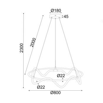 ^ΚΡΕΜΑΣΤΟ Φ/Σ LED 60W 3000K 3400LM KYMA ΜΑΥΡΟ ΜΕΤ/ΚΟ IP20 D80XH230CM 