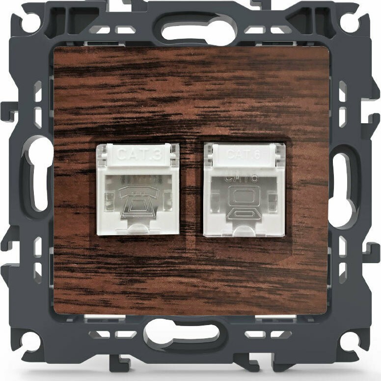 Aca Prime Μονή Πρίζα Δικτύου και Τηλεφώνου RJ45/RJ11 χωρίς Πλαίσιο Τύπου Cat6 σε Καφέ Χρώμα 