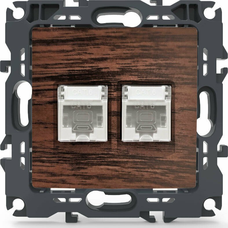 Aca Prime Διπλή Πρίζα Δικτύου RJ45 χωρίς Πλαίσιο Τύπου Cat6 σε Καφέ Χρώμα  Aca Prime Διπλή Πρίζα Δικτύου RJ45 χωρίς Πλαίσιο Τύπου Cat6 σε Καφέ Χρώμα