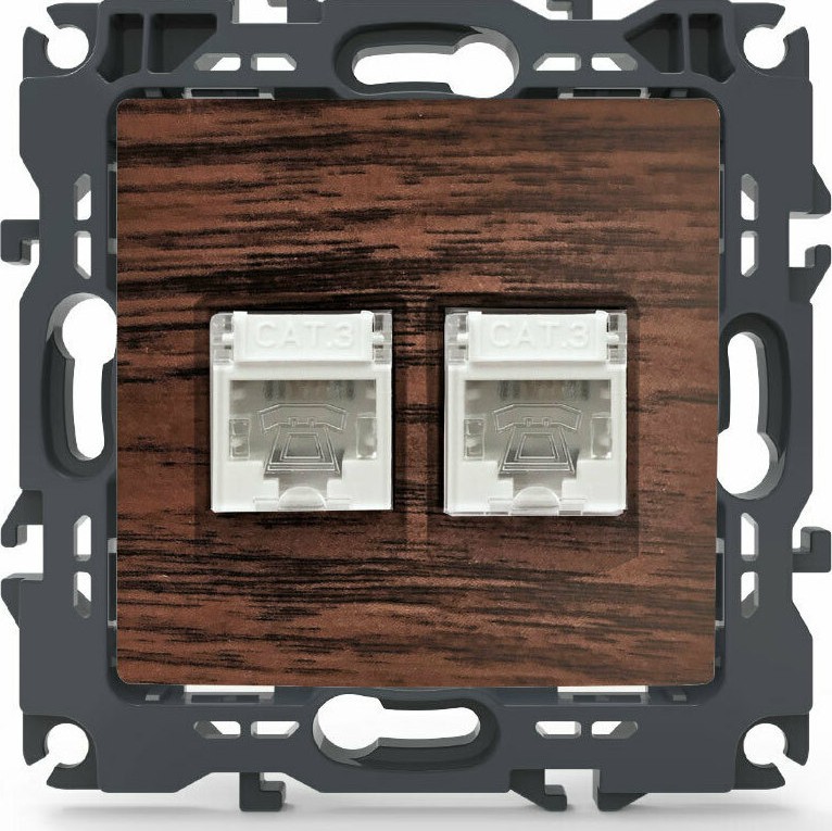 Aca Πρίζα Τηλεφώνου χωρίς Πλαίσιο Διπλή σε Καφέ Χρώμα  Aca Πρίζα Τηλεφώνου χωρίς Πλαίσιο Διπλή σε Καφέ Χρώμα