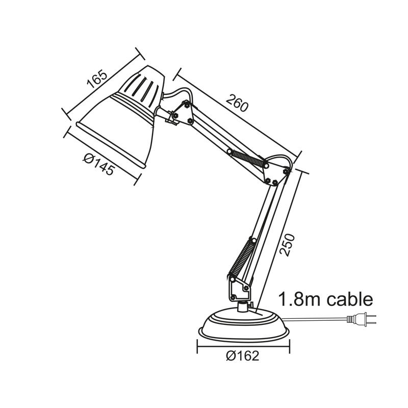 Φ/Σ ΓΡΑΦΕΙΟΥ 1ΧΕ27 ΛΕΥΚΟ ΜΕΤΑΛΛΙΚΟ Φ16ΧΦ15ΧΗ50CM