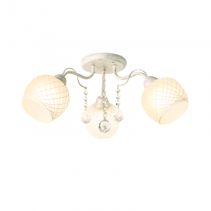 Φ/Σ ΟΡΟΦΗΣ 3ΧΕ27 ΜΕΤΑΛ ΠΑΤΙΝΑ+ΓΥΑΛΙ+ΚΡΥΣΤΑΛΛΑ Φ55ΧΗ22,5CM