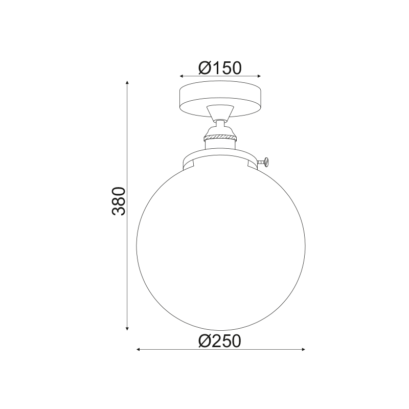 ΟΡΟΦΗΣ Φ/Σ 1ΧΕ27 ΜΑΥΡΟ ΜΕΤΑΛΛΟ+ΓΥΑΛΙ Φ25ΧΗ38CM