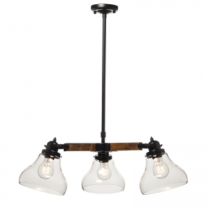 ΚΡΕΜΑΣΤΟ Φ/Σ 3ΧΕ27 ΜΕΤΑΛΛΙΚΟ+ΞΥΛΟ+ΓΥΑΛΙ Φ60ΧΗ100CM