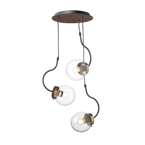 ΚΡΕΜΑΣΤΟ Φ/Σ 3ΧΕ27 ΓΥΑΛΙ+ΜΕΤΑΛΛΟ+MDF Φ35ΧΗ100CM