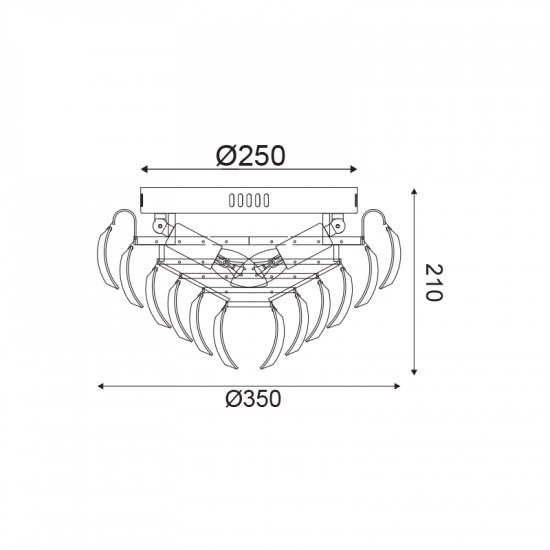 Φ/Σ ΟΡΟΦΗΣ 3ΧΕ14 ΚΡΥΣΤΑΛΛΟ+ΧΡΩΜΙΟ ΜΕΤΑΛΛΟ Φ35ΧΗ20CM