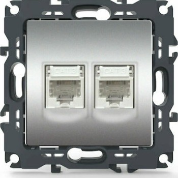 Aca Πρίζα Τηλεφώνου χωρίς Πλαίσιο Διπλή σε Matte Aluminium Χρώμα 1000113103 Aca Πρίζα Τηλεφώνου χωρίς Πλαίσιο Διπλή σε Matte Aluminium Χρώμα 1000113103
