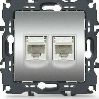 Aca Πρίζα Τηλεφώνου χωρίς Πλαίσιο Διπλή σε Matte Aluminium Χρώμα 1000113103 Aca Πρίζα Τηλεφώνου χωρίς Πλαίσιο Διπλή σε Matte Aluminium Χρώμα 1000113103