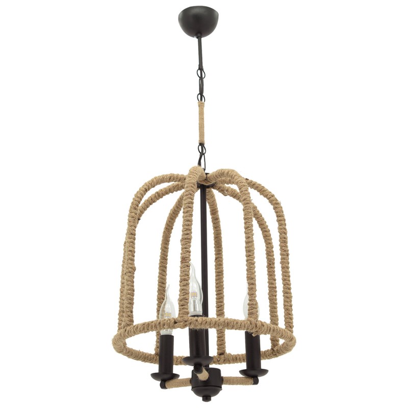 Φωτιστικό Κρεμαστό Ina 3 Μαύρο Μεταλλικό με Σχοινί Τρίφωτο Ε27 52x52x80cm Φωτιστικό Κρεμαστό Ina 3 Μαύρο Μεταλλικό με Σχοινί Τρίφωτο Ε27 52x52x80cm