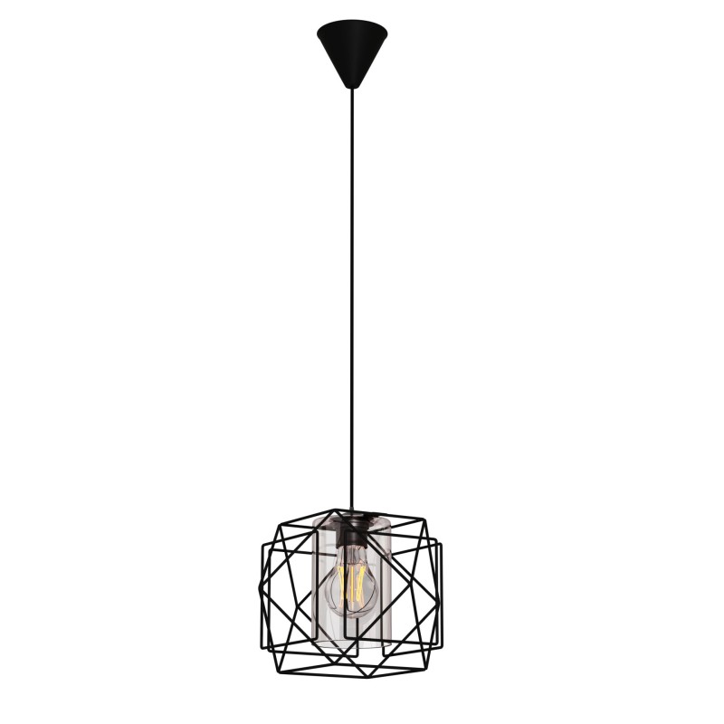 Κρεμαστό Φωτιστικό Multi Mονόφωτο Μαύρο με Γυαλί Μεταλλικό Ε27 25x25x70cm Κρεμαστό Φωτιστικό Multi Mονόφωτο Μαύρο με Γυαλί Μεταλλικό Ε27 25x25x70cm