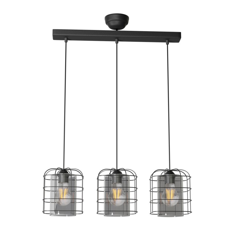 Φωτιστικό Κρεμαστό Τρίφωτο Μεταλλικό Μαύρο Ε27 50x15x65cm Φωτιστικό Κρεμαστό Τρίφωτο Μεταλλικό Μαύρο Ε27 50x15x65cm