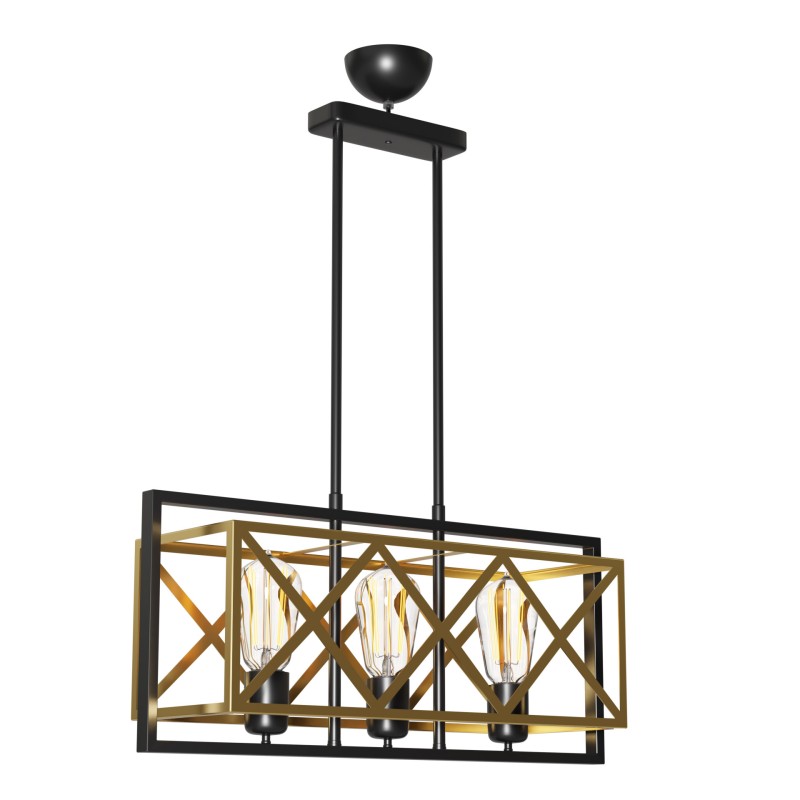 Κρεμαστό Φωτιστικό Τρίφωτο Χρυσό-Μαύρο Ε27 58x20x68cm Κρεμαστό Φωτιστικό Τρίφωτο Χρυσό-Μαύρο Ε27 58x20x68cm