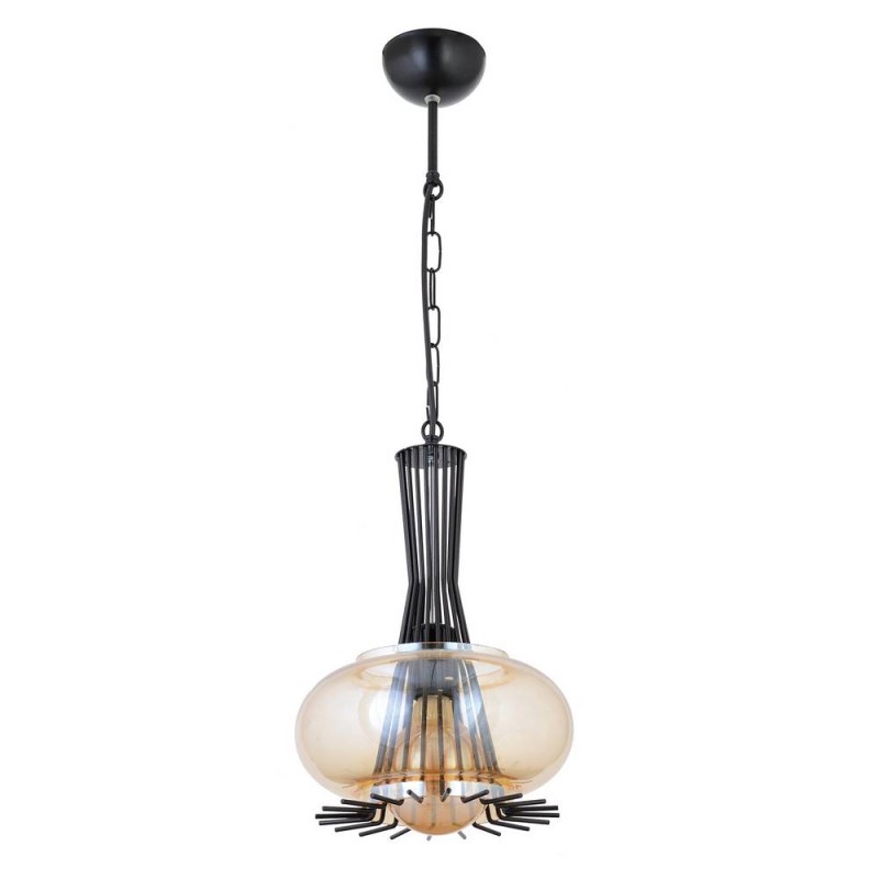 Φωτιστικό Κρεμαστό Μοντέρνο Μονόφωτο Μαύρο Με Γυαλί E27 23x23x65cm Φωτιστικό Κρεμαστό Μοντέρνο Μονόφωτο Μαύρο Με Γυαλί E27 23x23x65cm