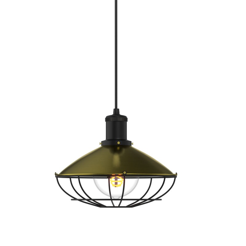 Φωτιστικό Κρεμαστό Μονόφωτο Μεταλλικό Μπρονζέ με μαύρες λεπτομέρειες E27 25x25x150cm Φωτιστικό Κρεμαστό Μονόφωτο Μεταλλικό Μπρονζέ με μαύρες λεπτομέρειες E27 25x25x150cm