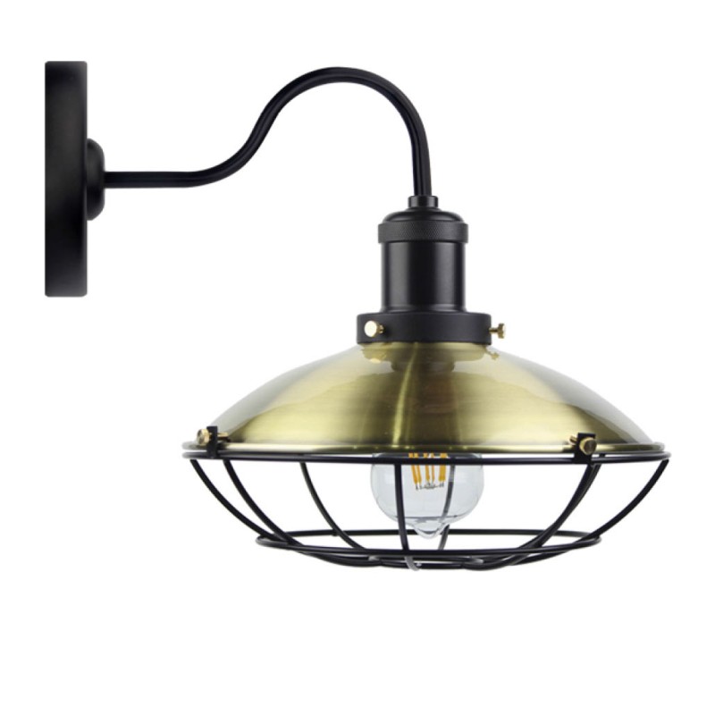 Φωτιστικό Τοίχου Μεταλλικό Χρώμα Μπρονζε με μαύρες λεπτομέρειες E27 40X25X30cm Φωτιστικό Τοίχου Μεταλλικό Χρώμα Μπρονζε με μαύρες λεπτομέρειες E27 40X25X30cm