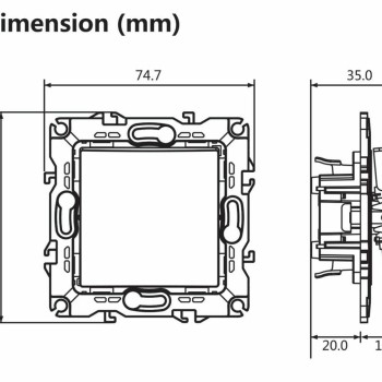 Aca Prime Χωνευτός Διακόπτης Τοίχου για Έλεγχο Φωτισμού χωρίς Πλαίσιο και Ένα Πλήκτρο Aller Retour Καφέ