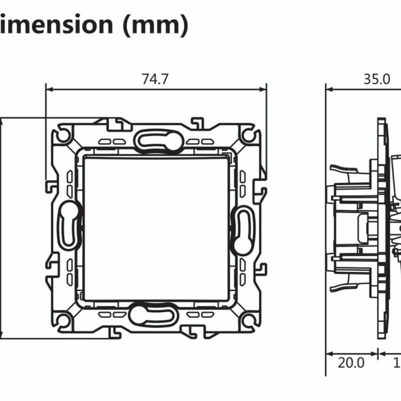 Aca Prime Χωνευτός Διακόπτης Τοίχου για Έλεγχο Φωτισμού χωρίς Πλαίσιο και Ένα Πλήκτρο Aller Retour Σαμπανιζέ