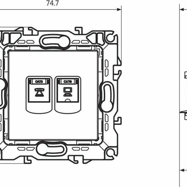 Aca Prime Μονή Πρίζα Δικτύου και Τηλεφώνου RJ45/RJ11 χωρίς Πλαίσιο Τύπου Cat6 σε Matte Aluminium Χρώμα 1000113403