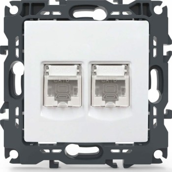 Aca Prime Διπλή Πρίζα Δικτύου RJ45 χωρίς Πλαίσιο Τύπου Cat6 σε Λευκό Χρώμα 1000113301