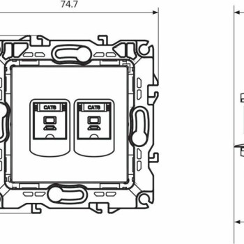 Aca Prime Διπλή Πρίζα Δικτύου RJ45 χωρίς Πλαίσιο Τύπου Cat6 σε Ανθρακί Χρώμα 1000113304