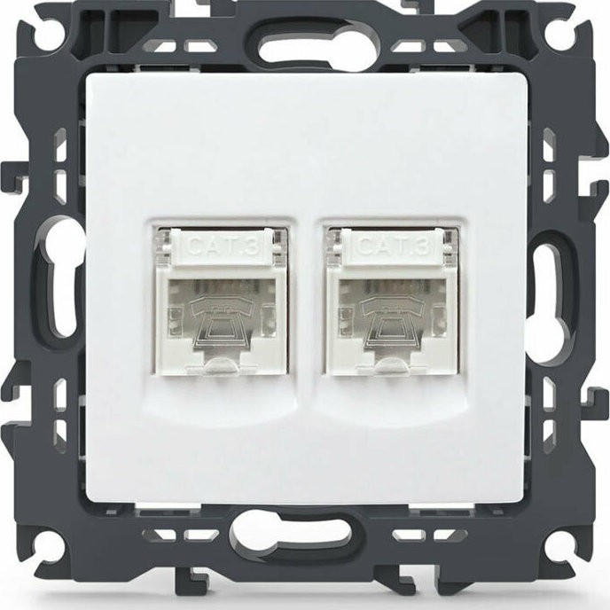 Aca Πρίζα Τηλεφώνου χωρίς Πλαίσιο Διπλή σε Λευκό Χρώμα 1000113101