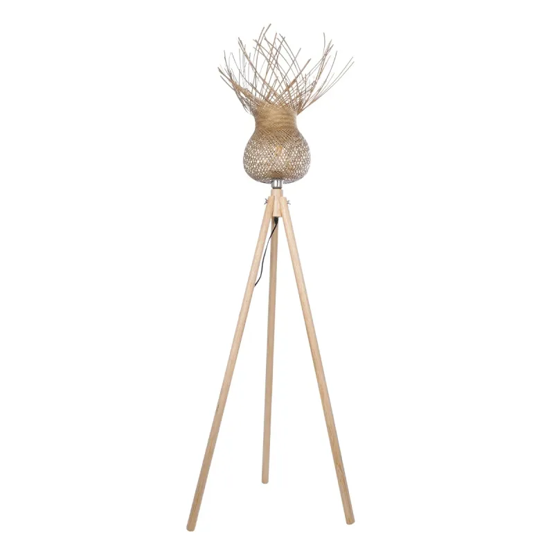 GloboStar® POPPY 01984 Boho Επιδαπέδιο Φωτιστικό Μονόφωτο 1 x E27 IP20 Μπεζ Ξύλο - Μ58 x Π58 x Υ168cm GloboStar® POPPY 01984 Boho Επιδαπέδιο Φωτιστικό Μονόφωτο 1 x E27 IP20 Μπεζ Ξύλο - Μ58 x Π58 x Υ168cm