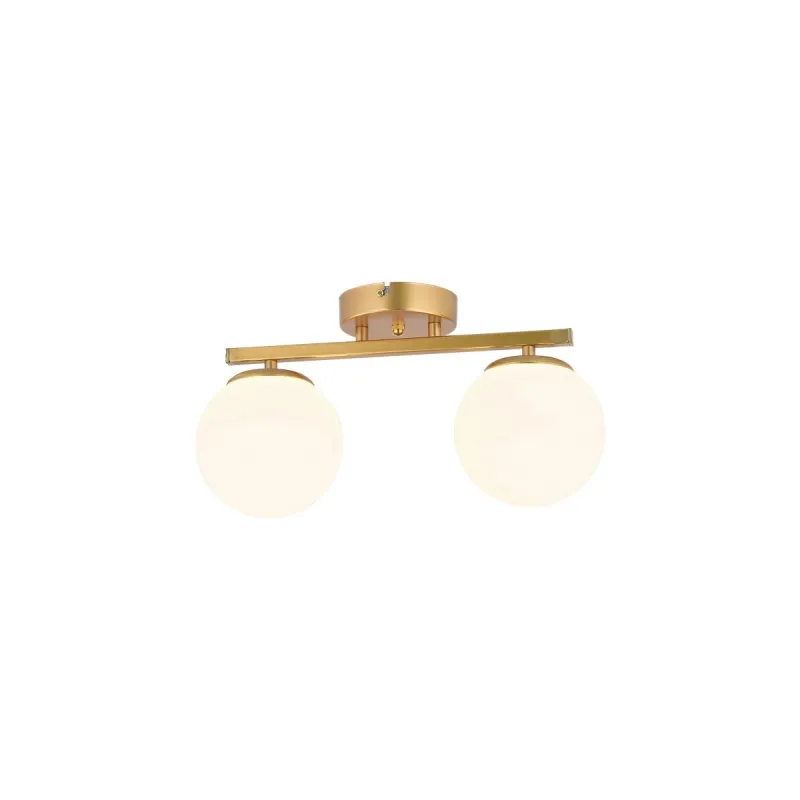 GLOBOSTAR® LUCENA 201-0035 Vintage Φωτιστικό Οροφής με Ντουί 2 x E27 AC 220-240V IP20 - Λευκό & Χρυσό - Μ50 x Π20 x Υ25cm