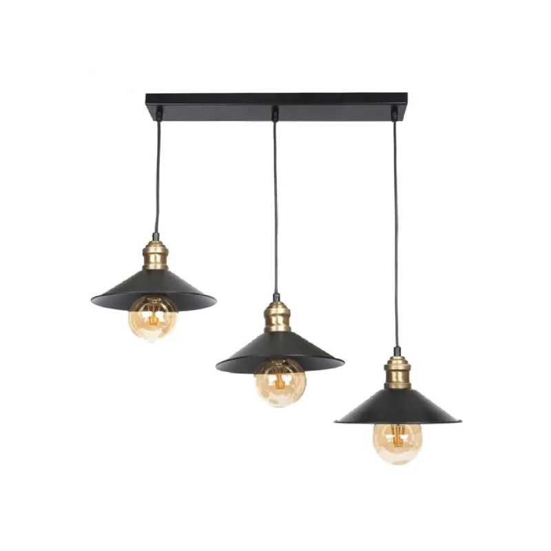 GLOBOSTAR® LUCANA 201-0044 Vintage Κρεμαστό Φωτιστικό Οροφής με Ντουί 3 x E27 AC 220-240V IP20 - Μαύρο & Χρυσό - Μ50 x Π25 x Υ75cm GLOBOSTAR® LUCANA 201-0044 Vintage Κρεμαστό Φωτιστικό Οροφής με Ντουί 3 x E27 AC 220-240V IP20 - Μαύρο & Χρυσό - Μ50 x Π25 x Υ75cm