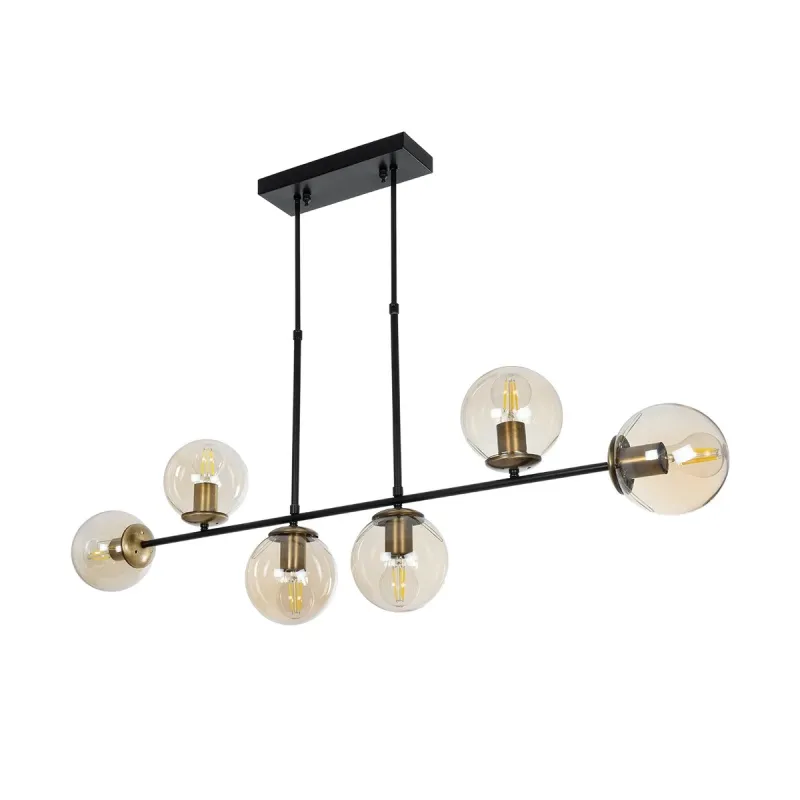 GLOBOSTAR® LATTICE 203-0016 Μοντέρνο Φωτιστικό Οροφής με Ντουί 6 x E27 AC 220-240V IP20 - Μαύρο & Μπρούτζινο - Μ120 x Π15 x Υ32cm GLOBOSTAR® LATTICE 203-0016 Μοντέρνο Φωτιστικό Οροφής με Ντουί 6 x E27 AC 220-240V IP20 - Μαύρο & Μπρούτζινο - Μ120 x Π15 x Υ32cm