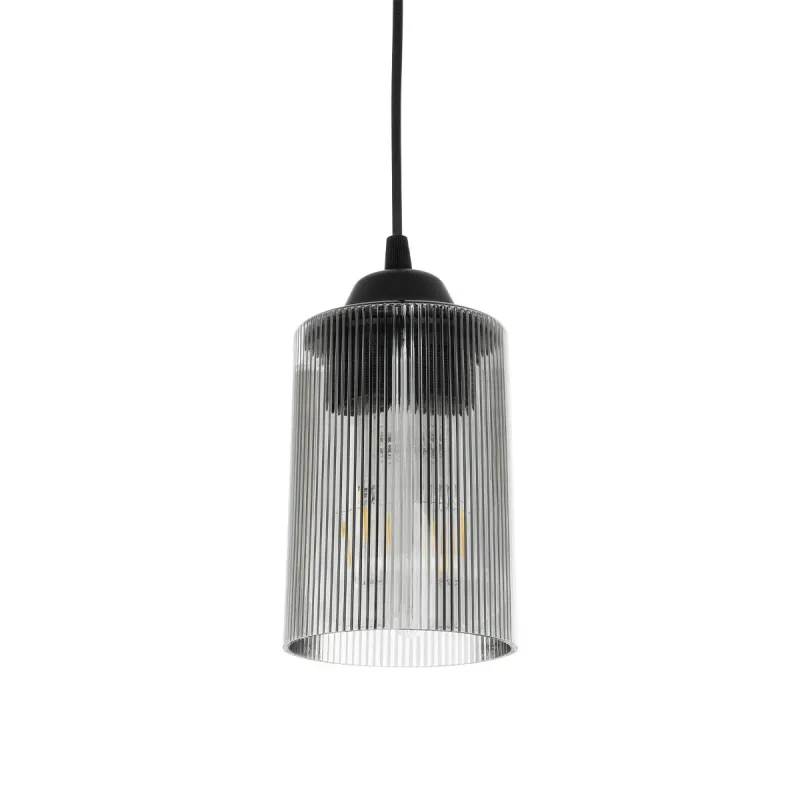 GLOBOSTAR® TORUS 203-0063 Μοντέρνο Κρεμαστό Φωτιστικό Οροφής με Ντουί 1 x E27 AC 220-240V IP20 - Μαύρο & Μαύρο Φιμέ - Μ10.5 x Π10.5 x Υ18.5cm