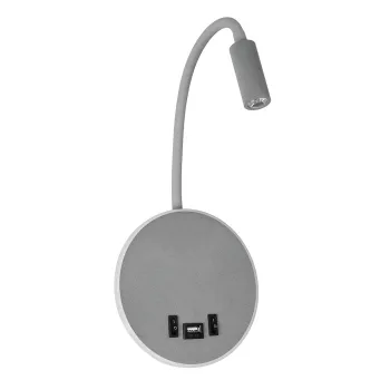 GLOBOSTAR® GOOSE 61694 Μοντέρνο Φωτιστικό Τοίχου - Απλίκα Ξενοδοχείου Reading Light με Φορτιστή USB 3A LED 6W 600lm 36° & 360° AC 220-240V IP20 Θερμό Λευκό 2700K - CREE XPE & Lumileds SMD Chip - Γκρι Ανθρακί Ματ - Μ15.5 x Π15 x Υ30.5cm - 3 Χρόνια 