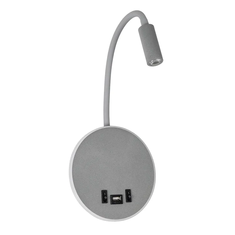 GLOBOSTAR® GOOSE 61694 Μοντέρνο Φωτιστικό Τοίχου - Απλίκα Ξενοδοχείου Reading Light με Φορτιστή USB 3A LED 6W 600lm 36° & 360° AC 220-240V IP20 Θερμό Λευκό 2700K - CREE XPE & Lumileds SMD Chip - Γκρι Ανθρακί Ματ - Μ15.5 x Π15 x Υ30.5cm - 3 Χρόνια  GLOBOSTAR® GOOSE 61694 Μοντέρνο Φωτιστικό Τοίχου - Απλίκα Ξενοδοχείου Reading Light με Φορτιστή USB 3A LED 6W 600lm 36° & 360° AC 220-240V IP20 Θερμό Λευκό 2700K - CREE XPE & Lumileds SMD Chip - Γκρι Ανθρακί Ματ - Μ15.5 x Π15 x Υ30.5cm - 3 Χρόνια