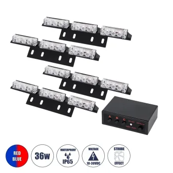 GloboStar® 85017 PRO Series ΣΕΤ 4 x 3 Μπάρες Σήμανσης Οχήματος Οδικής Βοήθειας για Αυτοκίνητα & Φορτηγά 3 Προγραμμάτων Φωτισμού STROBE LED HIGH POWER 36W DC 10-30V Αδιάβροχο IP65 Κόκκινο & Μπλε-  Μ18 x Π4.5 x Υ3cm - 2 Χρόνια Εγγύηση GloboStar® 85017 PRO Series ΣΕΤ 4 x 3 Μπάρες Σήμανσης Οχήματος Οδικής Βοήθειας για Αυτοκίνητα & Φορτηγά 3 Προγραμμάτων Φωτισμού STROBE LED HIGH POWER 36W DC 10-30V Αδιάβροχο IP65 Κόκκινο & Μπλε-  Μ18 x Π4.5 x Υ3cm - 2 Χρόνια Εγγύηση