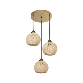 GLOBOSTAR® YASAM 203-0024 Vintage Κρεμαστό Φωτιστικό Οροφής με Ντουί 3 x E27 AC 220-240V IP20 - Μπεζ & Χρυσό - Μ42 x Π42 x Υ54cm GLOBOSTAR® YASAM 203-0024 Vintage Κρεμαστό Φωτιστικό Οροφής με Ντουί 3 x E27 AC 220-240V IP20 - Μπεζ & Χρυσό - Μ42 x Π42 x Υ54cm