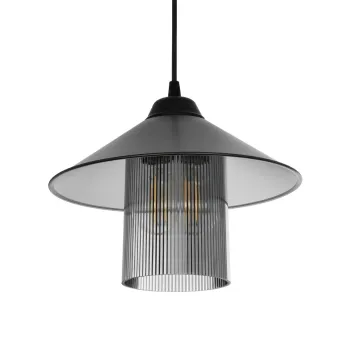 GLOBOSTAR® PROMO 203-0089 Μοντέρνο Κρεμαστό Φωτιστικό Οροφής με Ντουί 1 x E27 AC 220-240V IP20 - Μαύρο & Μαύρο Φιμέ - Μ25.5 x Π25.5 x Υ20cm