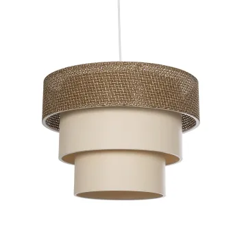 GLOBOSTAR® LEVEL 203-0172 Μοντέρνο Κρεμαστό Φωτιστικό Οροφής με Ντουί 1 x E27 AC 220-240V IP20 - Καφέ & Μπεζ - Μ38 x Π38 x Υ30cm