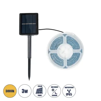 GloboStar® 70420 Αυτόνομο Ηλιακό Φωτοβολταϊκό Σετ με 3 Μέτρα Ταινία LED Θερμό Λευκό 3000k GloboStar® 70420 Αυτόνομο Ηλιακό Φωτοβολταϊκό Σετ με 3 Μέτρα Ταινία LED Θερμό Λευκό 3000k