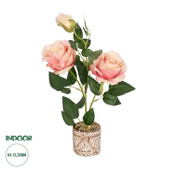 GloboStar® Artificial Garden PINK ROSE 20984 Διακοσμητικό Φυτό Ροζ Τριαντάφυλλα  Υ38cm GloboStar® Artificial Garden PINK ROSE 20984 Διακοσμητικό Φυτό Ροζ Τριαντάφυλλα  Υ38cm