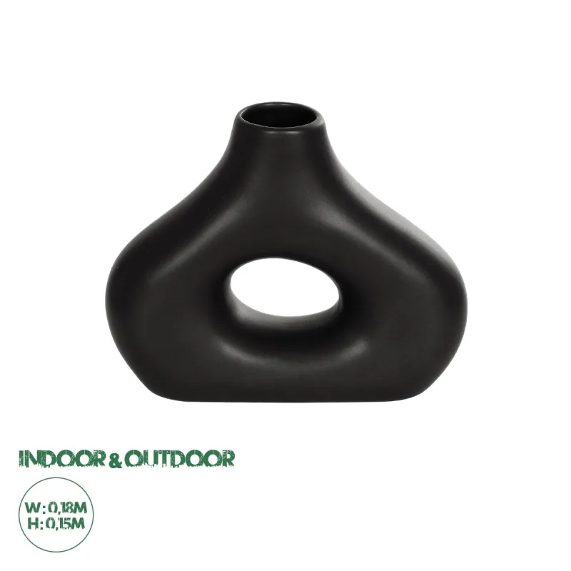 GloboStar® Artificial Garden HORIZON 21252 Διακοσμητικό Κεραμικό Βάζo Μαύρο Π18 x Μ6 x Υ15 cm GloboStar® Artificial Garden HORIZON 21252 Διακοσμητικό Κεραμικό Βάζo Μαύρο Π18 x Μ6 x Υ15 cm