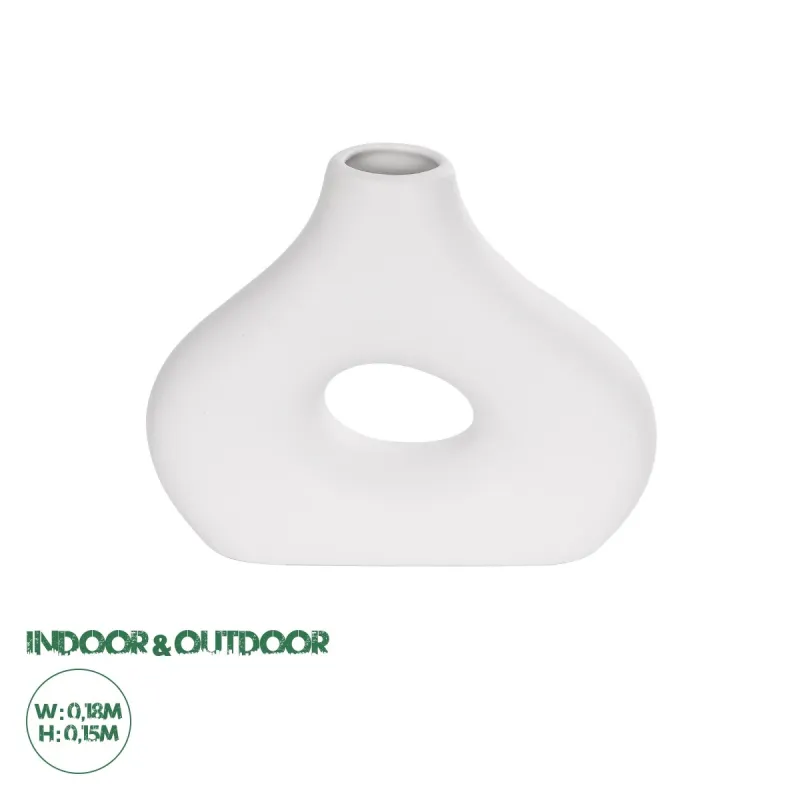 GloboStar® Artificial Garden HORIZON 21253 Διακοσμητικό Κεραμικό Βάζo Λευκό Π18 x Μ6 x Υ15 cm GloboStar® Artificial Garden HORIZON 21253 Διακοσμητικό Κεραμικό Βάζo Λευκό Π18 x Μ6 x Υ15 cm