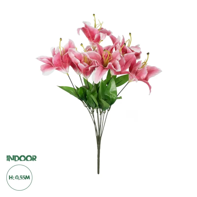 GloboStar® Artificial Garden PINK LILY BOUQUET 21314 Τεχνητό Διακοσμητικό Μπουκέτο Ροζ Κρίνα Y55cm GloboStar® Artificial Garden PINK LILY BOUQUET 21314 Τεχνητό Διακοσμητικό Μπουκέτο Ροζ Κρίνα Y55cm