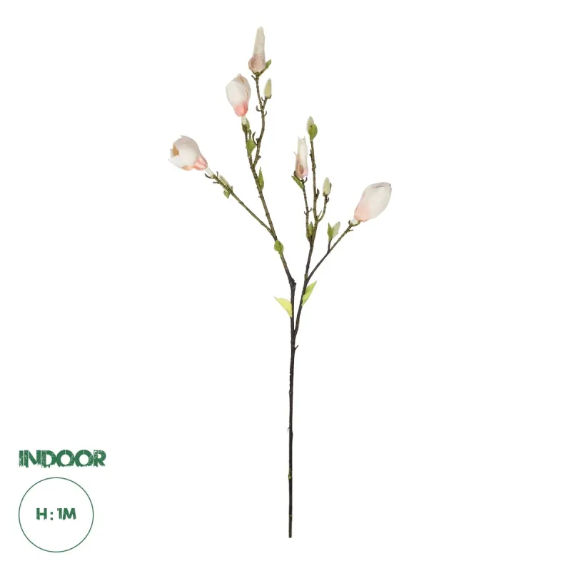 GloboStar® Artificial Garden CHAMPAGNE MAGNOLIA BRANCH 21423 Τεχνητό Διακοσμητικό Κλαδί Σαμπανί Μανόλια Y100cm