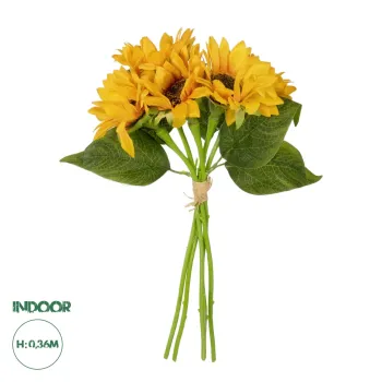 GloboStar® Artificial Garden YELLOW SUNFLOWER BRANCH 21385 Τεχνητό Διακοσμητικό Μπουκέτο Ηλιοτρόπιο Κίτρινο Y36cm