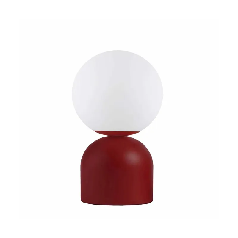 GloboStar® MAGIC 204-0135 Μοντέρνο Eπιτραπέζιο Φωτιστικό Μονόφωτο 1 x E14 IP20 Κόκκινο Μέταλλο με Λευκό Γυαλί - Μ13 x Π13 x Υ28cm