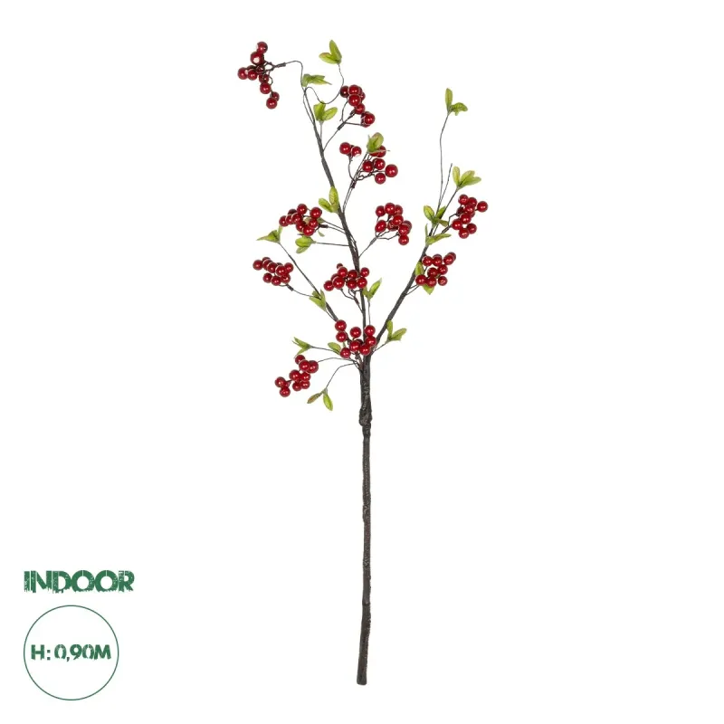 GloboStar® Artificial Garden RED HOLLY BERRIES FRUIT BRANCH 21430 Τεχνητό Διακοσμητικό Κλαδί Κόκκινο Γκί Y90cm GloboStar® Artificial Garden RED HOLLY BERRIES FRUIT BRANCH 21430 Τεχνητό Διακοσμητικό Κλαδί Κόκκινο Γκί Y90cm