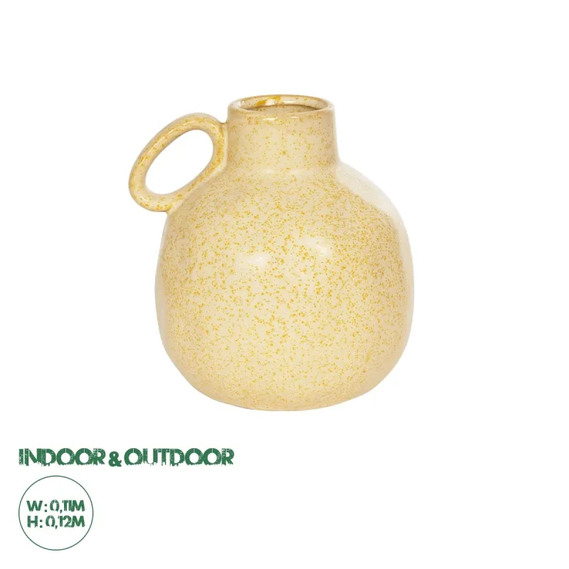 GloboStar® Artificial Garden SCHEELITE 21508 Διακοσμητικό Κεραμικό Βάζo Μπέζ Φ11 x Υ12 cm